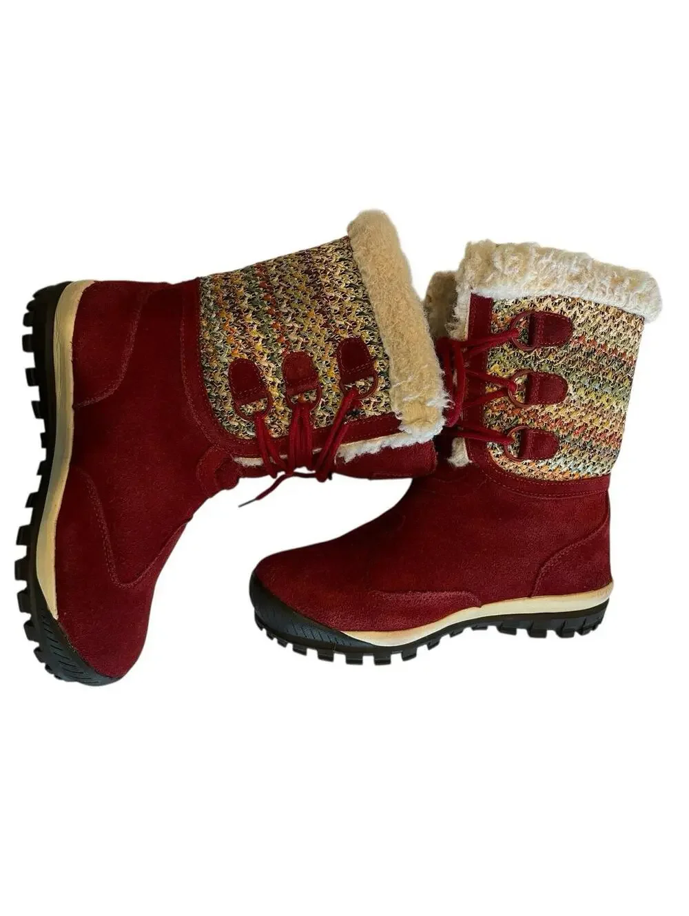 Bearpaw Snow Boot Red Suede Sheepskin Womens Ophelia Size 9 2624.17
